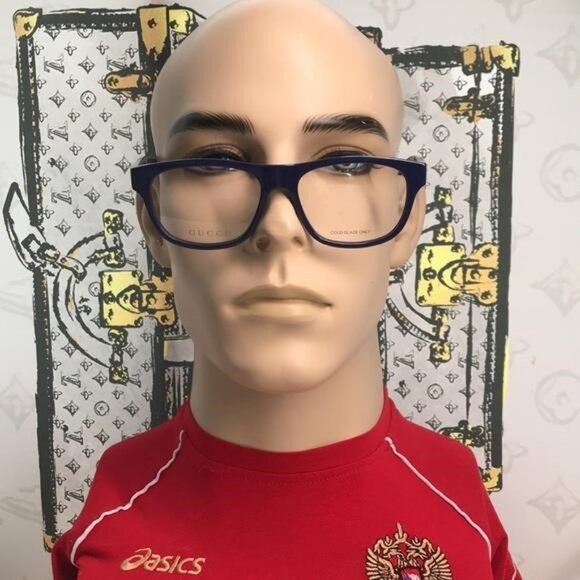 Gucci GG0768O 003 – Shiny Blue Rectangular Frame | 54-16-145 | New Authentic” - Picture 6 of 11